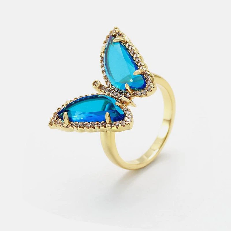 Gražus drugelio gyvūno žiedas, sidabrinis