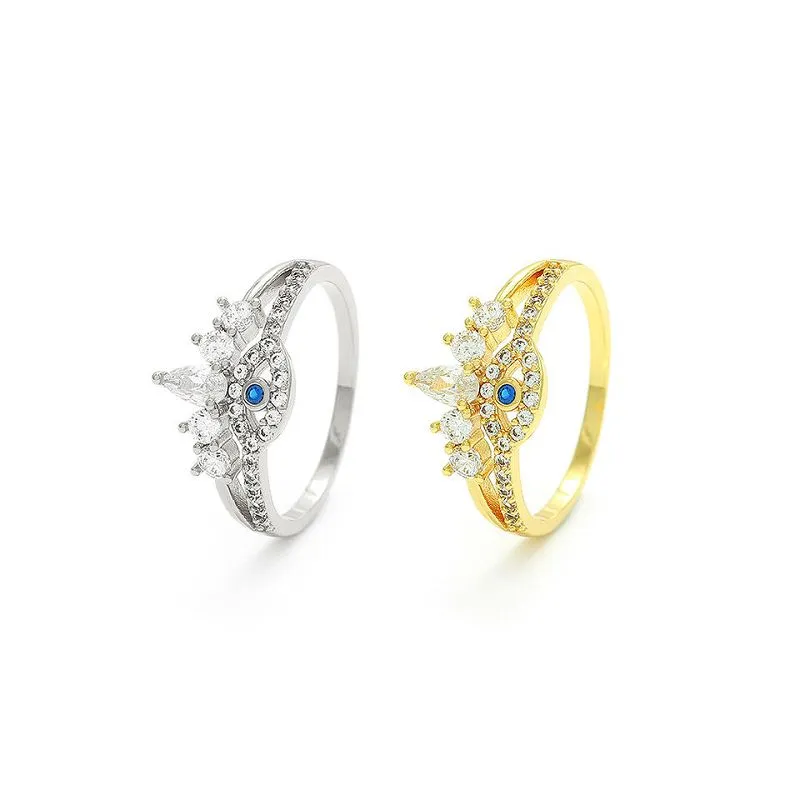 Auksuotas sidabrinis žiedas „Evil Eye“.