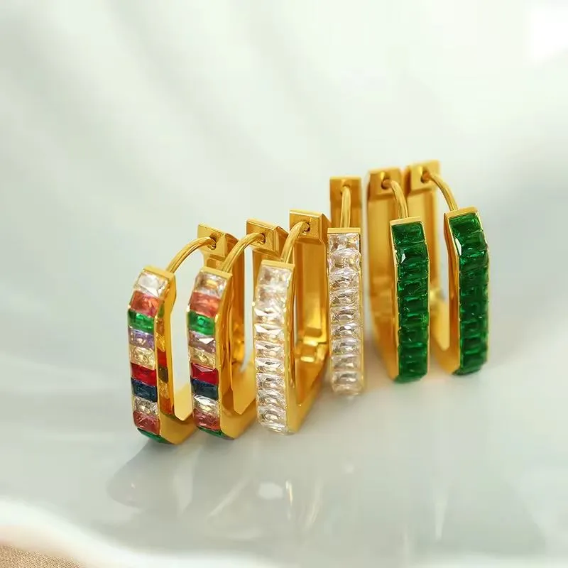 Nerūdijančio plieno geometriniai auskarai